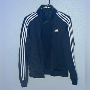 Adidas Black Zip-Up Jacket with White Stripes